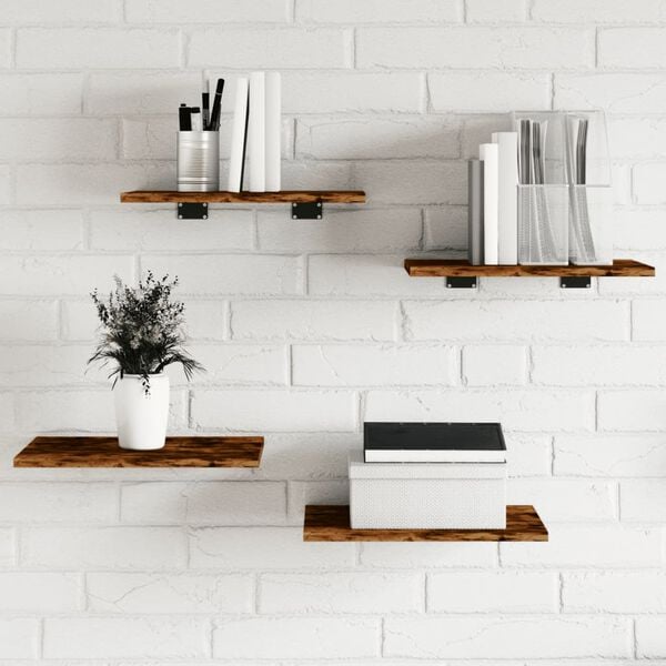 vidaXL Wall Shelves 4 pcs Smoked Oak 40x30x1.5 cm Engineered Wood