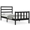 vidaXL Bed Frame without Mattress Black Small Single Solid Wood Pine