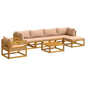 vidaXL Sofa Set 7 pcs Natural Solid Acacia Wood