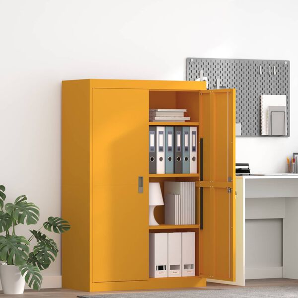 vidaXL Storage Cabinet 2 pcs Mustard Yellow 90 x 40 x 140 cm
