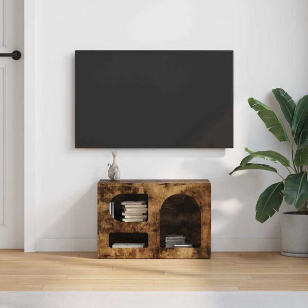 vidaXL TV Cabinet Smoked Oak 60 x 35 x 40 cm Engineered Wood