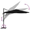 vidaXL Roma Parasol Black 286 x 285 x 265 cm Polyester and Aluminium