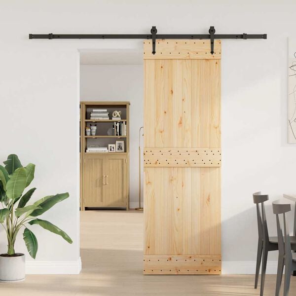 vidaXL Sliding Door with Hardware Set 70x210 cm Solid Wood Pine