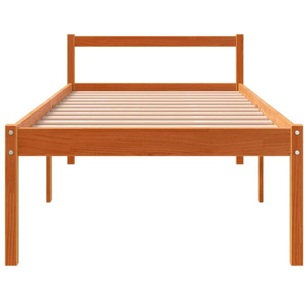 vidaXL Senior Bed without Mattress Wax Brown 75x190 cm Small Single Solid Wood Pine