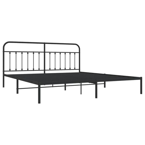 vidaXL Metal Bed Frame without Mattress with Headboard Black 200x200cm
