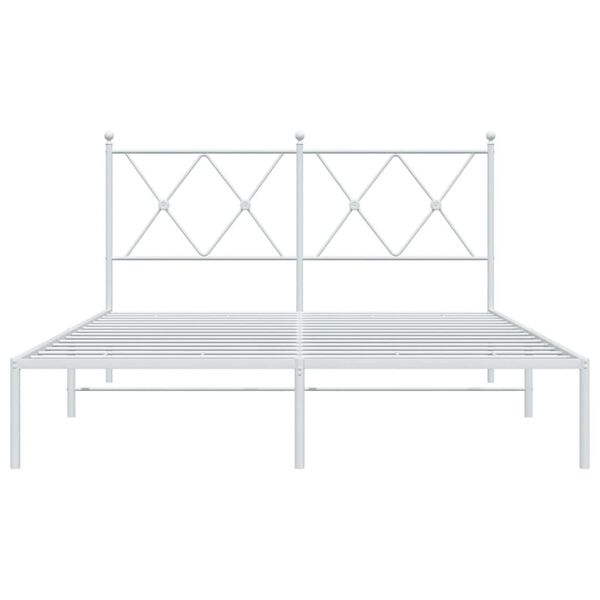vidaXL Metal Bed Frame without Mattress with Headboard White 140x190cm