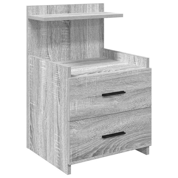 vidaXL Bedside Cabinet with 2 Drawers Grey Sonoma 40x36.5x62 cm