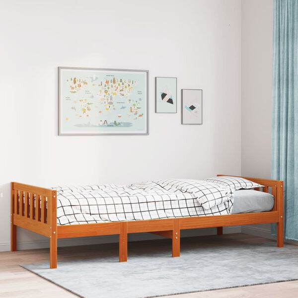 vidaXL Children's Bed without Mattress Wax Brown 75x190 cm Solid Wood Pine