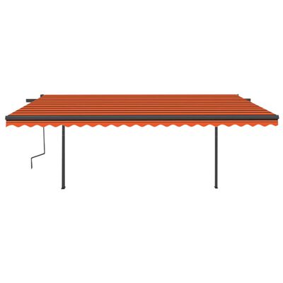 vidaXL Manual Retractable Awning with LED 5x3 m Orange and Brown