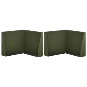 vidaXL Retaining Wall 2 pcs 50 x 50 x 40 cm Steel Olive Green