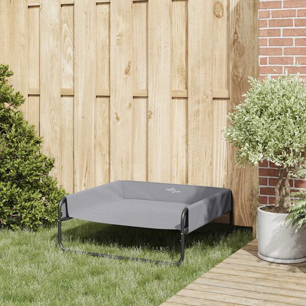 vidaXL Dog Bed Folding Manual Light Grey 85 x 85 x 33 cm Steel