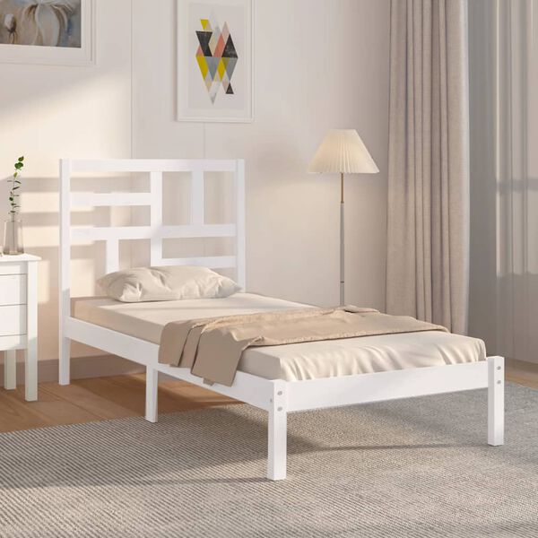 vidaXL Bed Frame without Mattress White Solid Wood 90x200 cm