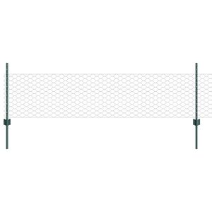 vidaXL Hexagonal Fence with Post 10 x 0.5 m PVC-Coated Steel Green