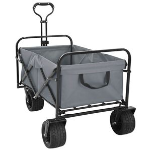 vidaXL Folding Wagon Grey 89 x 63 x 96 cm Steel and Polyester Oxford