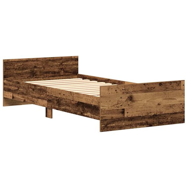 vidaXL Bed Frame without Mattress Old Wood 75x190 cm Engineered Wood