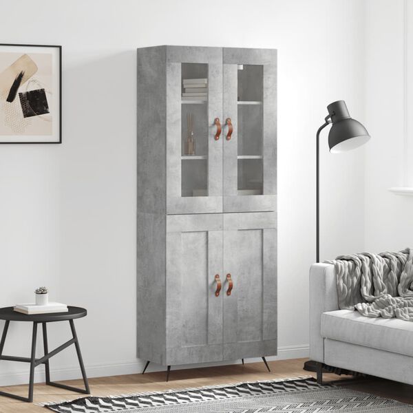 vidaXL Highboard Concrete Grey 69.5x34x180 cm Engineered Wood