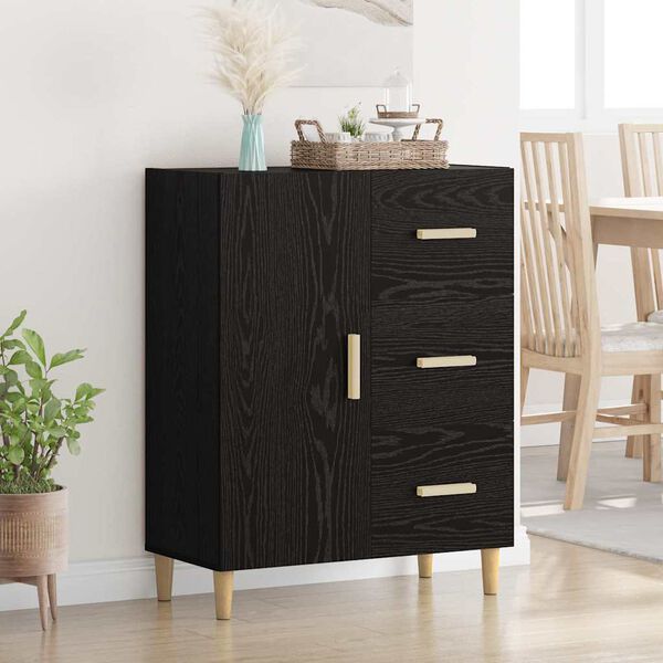 vidaXL Sideboard Black oak 34 x 69.5 x 90 cm Engineered wood
