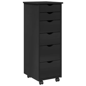 vidaXL Rolling Cabinet Black 34 x 39 x 93.5 cm Solid Pine Wood