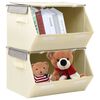 vidaXL Stackable Storage Boxes with Lid Set of 2 pcs Fabric Grey&Cream
