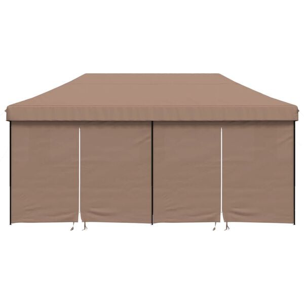 vidaXL Foldable Party Tent Pop-Up with 4 Sidewalls Brown
