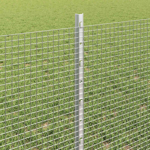 vidaXL Fence with Post Silver 0.6 x 100 m Steel