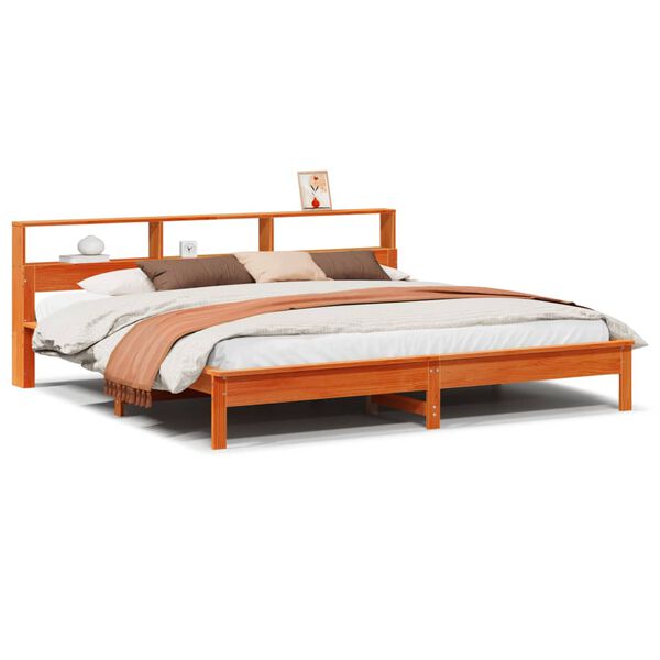 vidaXL Bed Frame without Mattress Wax Brown 180x200 cm Super King Solid Wood Pine