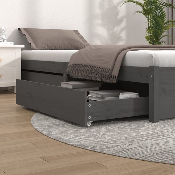 vidaXL Bed Drawers 2 pcs Grey Solid Wood Pine