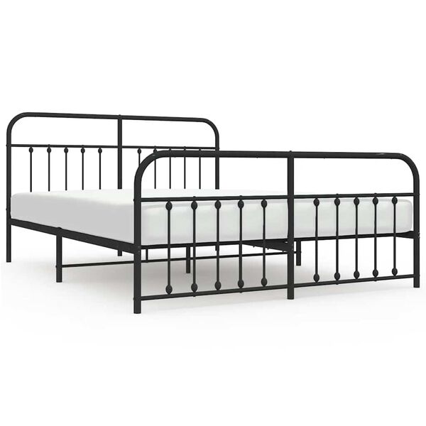 vidaXL Metal Bed Frame without Mattress with Footboard Black 180x200cm
