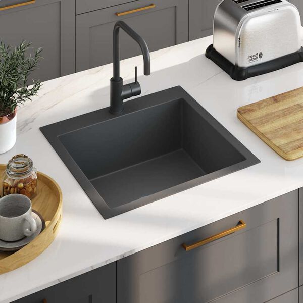 vidaXL Handmade Kitchen Sink Black Stainless Steel