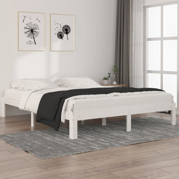 vidaXL Bed Frame without Mattress White Solid Wood Pine 160x200cm