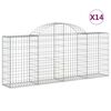 vidaXL Arched Gabion Baskets 14 pcs 200x30x80/100 cm Galvanised Iron