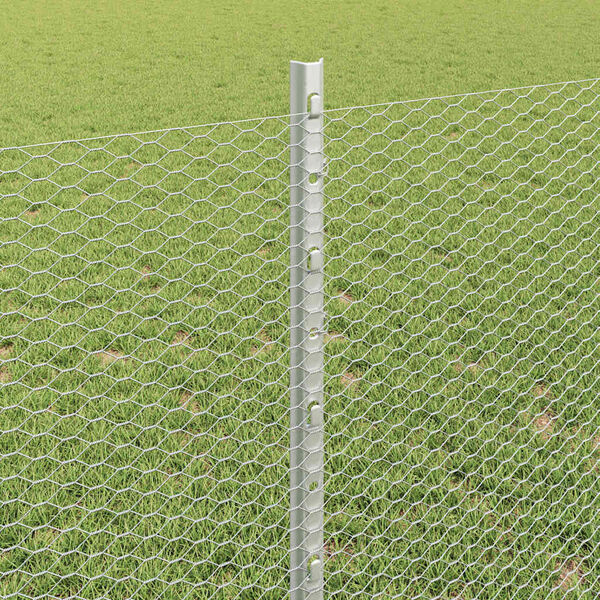 vidaXL Fence with Post Silver 0.8 x 100 m Steel