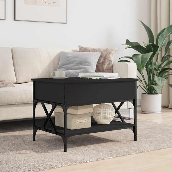 vidaXL Coffee Table Black 70x50x50 cm Engineered Wood and Metal