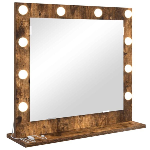 vidaXL Vanity Mirror Rectangular Smoked Oak 60 x 55 x 18 cm