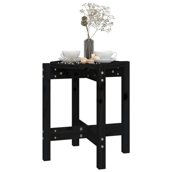 vidaXL Coffee Table Black &Oslash; 42.5x45 cm Solid Wood Pine