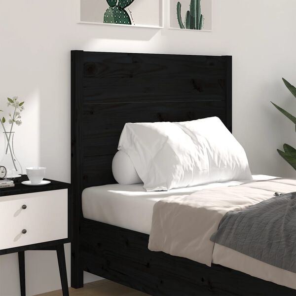 vidaXL Headboard Black 96x4x100 cm Solid Wood Pine