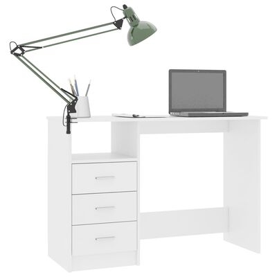 vidaXL Desk with Drawers White 110x50x76 cm Engineered Wood