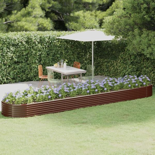 vidaXL Garden Raised Bed Galvanised Steel 507x100x36 cm Brown