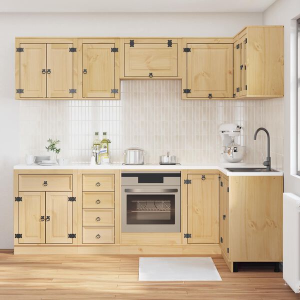 vidaXL Cabinet with Drawer with Shelf 10 pcs Honey Solid Pine Wood