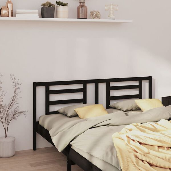 vidaXL Bed Headboard Black 186x4x100 cm Solid Pine Wood