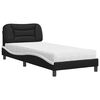 vidaXL Bed with Mattress "Hvar" Black and White 90x190 cm Single Faux Leather