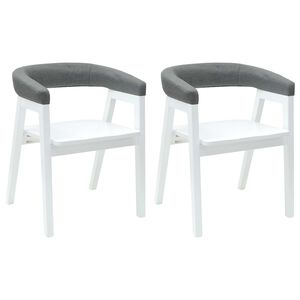 vidaXL Dining Chairs 2 pcs Solid Rubber Wood White 54 x 57 x 73 cm