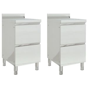 vidaXL Commercial Kitchen Cabinets with 2 Drawers 2 pcs 50x60x96 cm