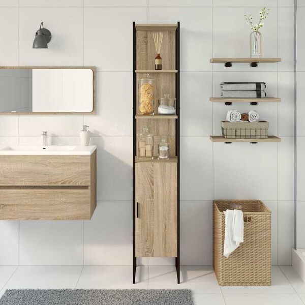 vidaXL Bathroom Cabinet Sonoma 33 x 33 x 185.5 cm Engineered Wood