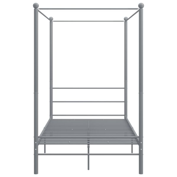 vidaXL Canopy Bed Frame without Mattress Grey Metal 120x200 cm