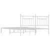 vidaXL Metal Bed Frame without Mattress with Headboard White 183x213cm