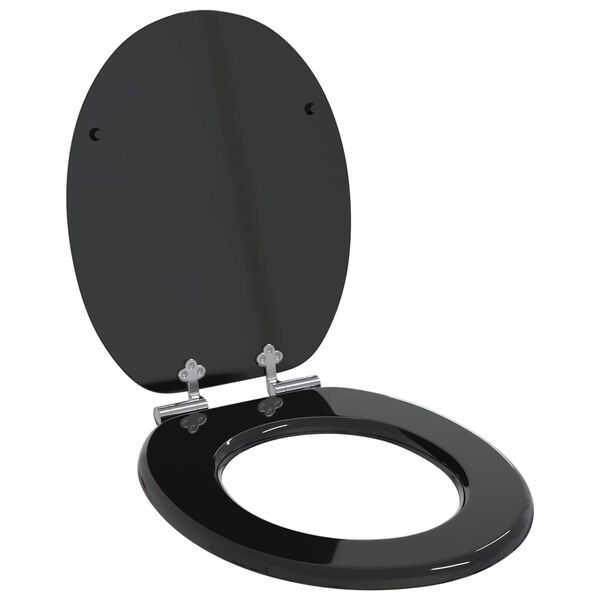 vidaXL Soft-Close Toilet Seat Black 44 x 38 cm MDF board