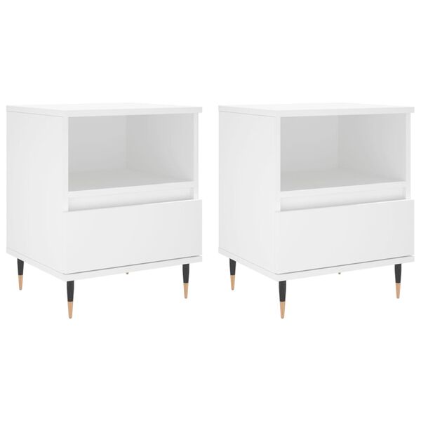 vidaXL Bedside Cabinets 2 pcs White 40x35x50 cm Engineered Wood
