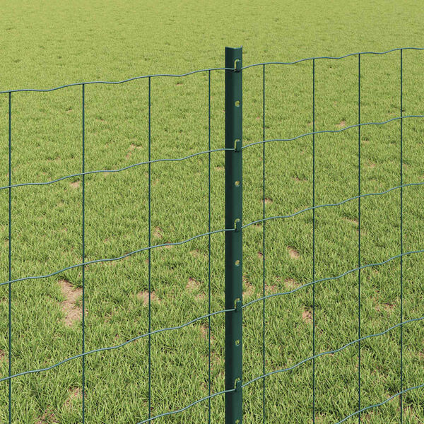 vidaXL Fence with Post Green 1 x 10 m Steel and PVC