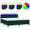 vidaXL Box Spring Bed with Mattress&LED Dark Green 180x200cm Velvet